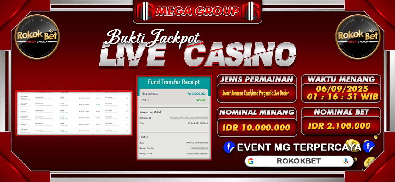 Bukti JP situs Rokokbet hari Sabtu, 06 September 2025